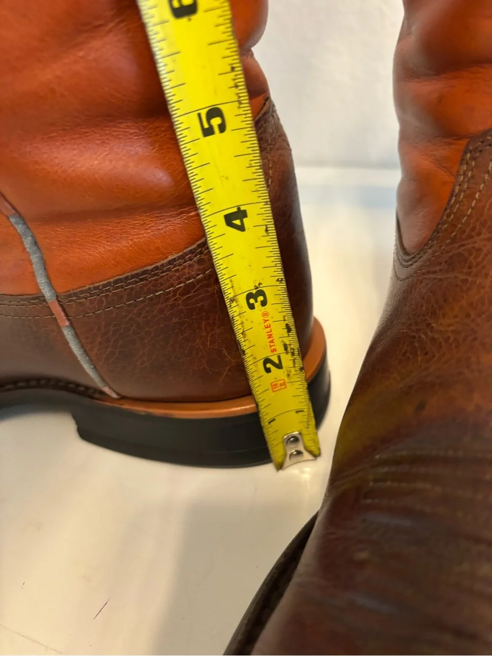 ARIAT HERITAGE BROWN & AMBER LEATHER SQUARE TOE COWBOY BOOTS #53384 MEN'S 8.5D
